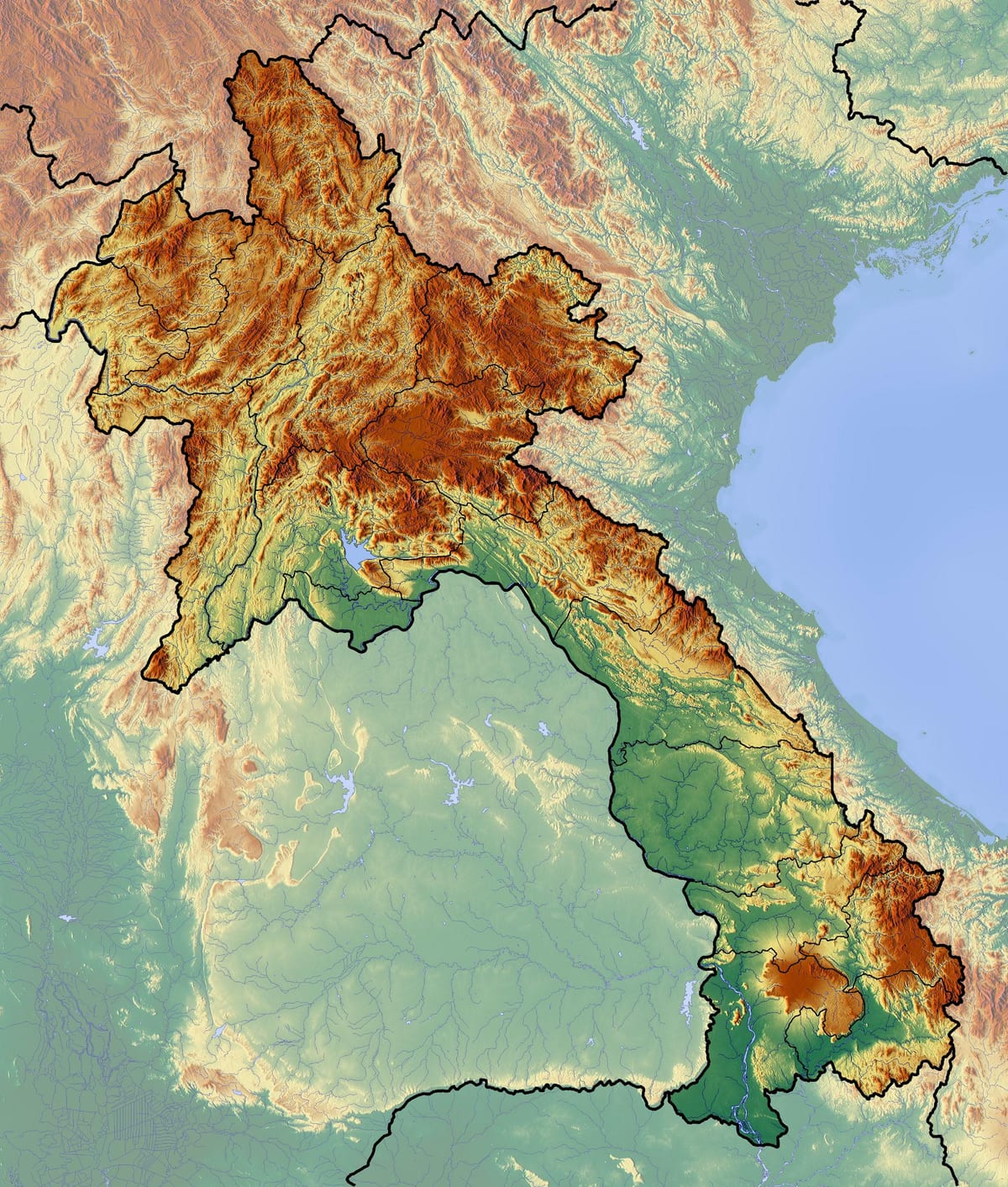 지도의 지형 라오스